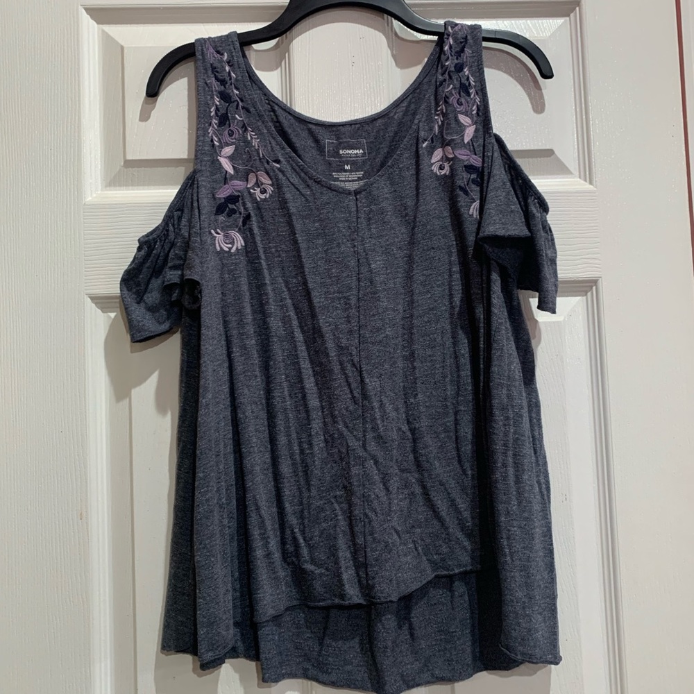 Floral Design: Tank with off the shoulder sleeves